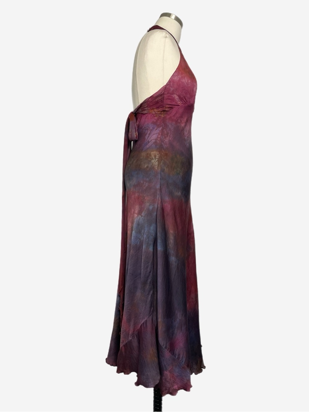 Momo Falana NYC Pink hand dyed silk halter tie waist midi dress designer XS/S - Picture 6 of 16